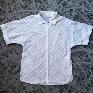 Vintage Mesh Button Up Shirt Neiman-Marcus Beach Cover-up